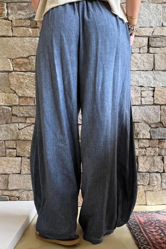Lindin Linen Blend Dart Barrel Pant Washed Navy